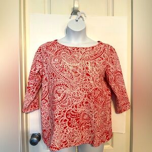 Talbots Red and White Paisley Blouse